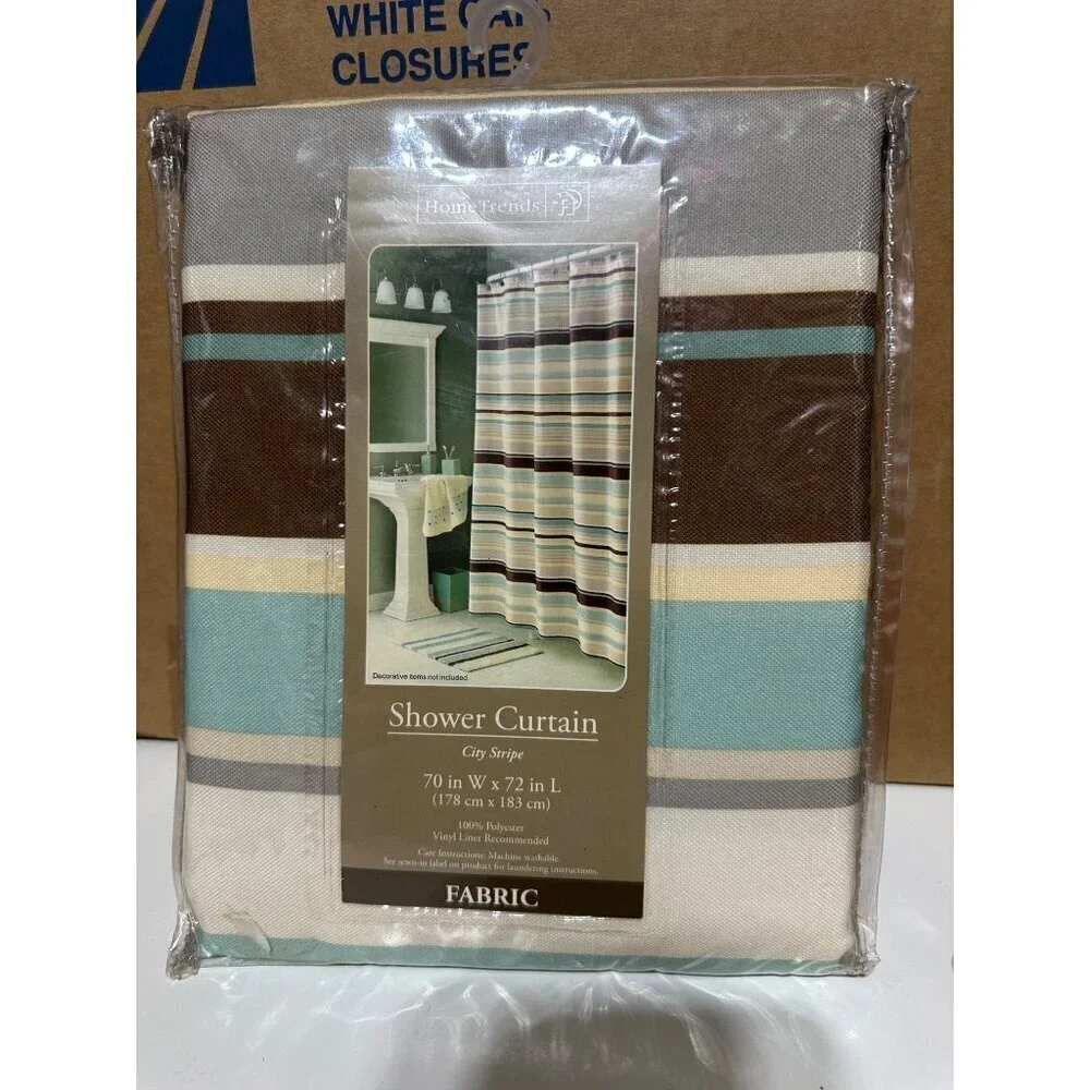 Hometrends shower curtain city stripe 70in W X 72in L NEW